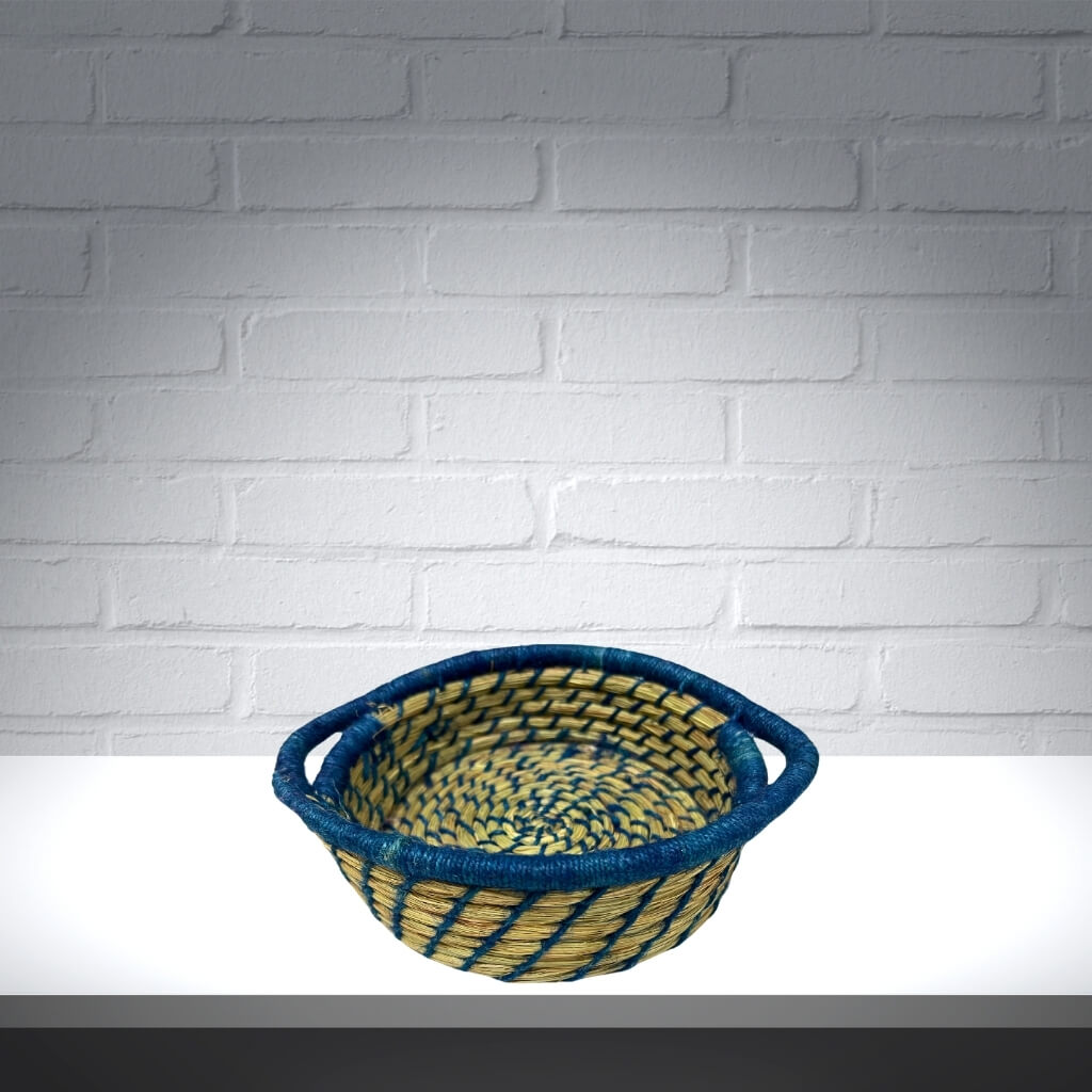 Sabai Grass | Bread Basket (Round with Handle) - Blue - Taalapatra Vibes