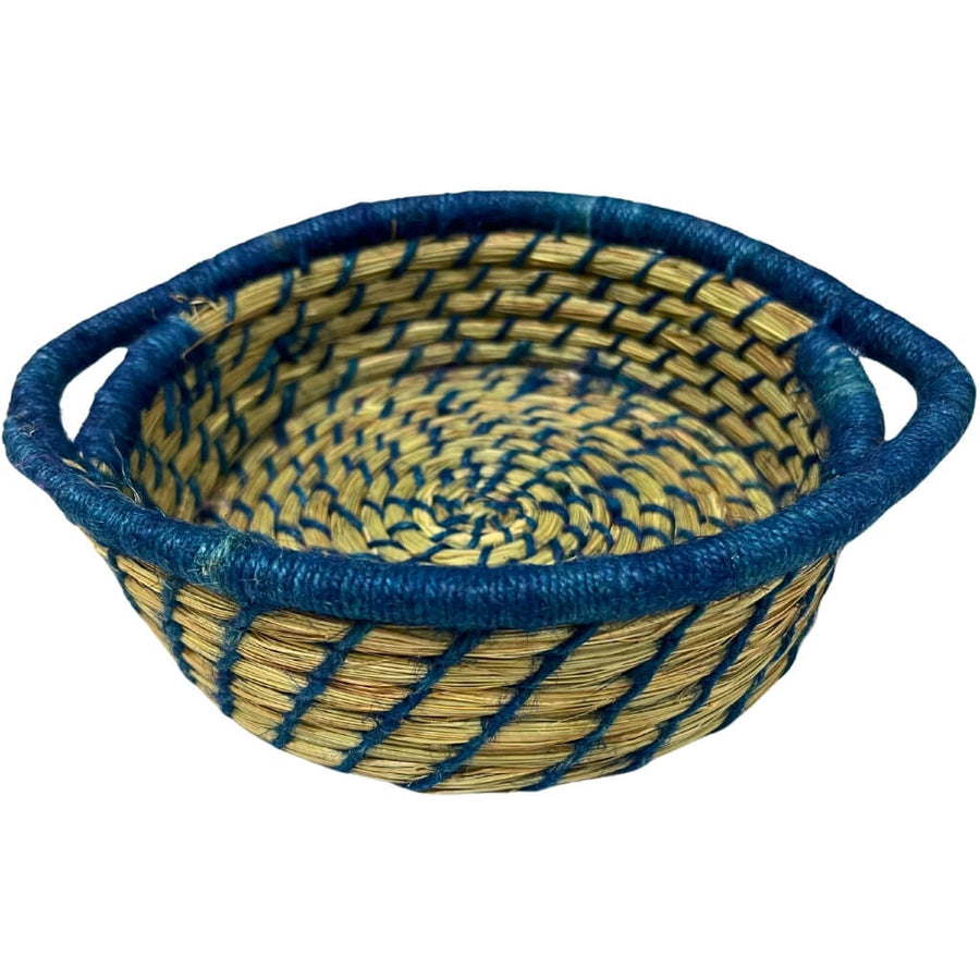 Sabai Grass | Bread Basket (Round with Handle) - Blue - Taalapatra