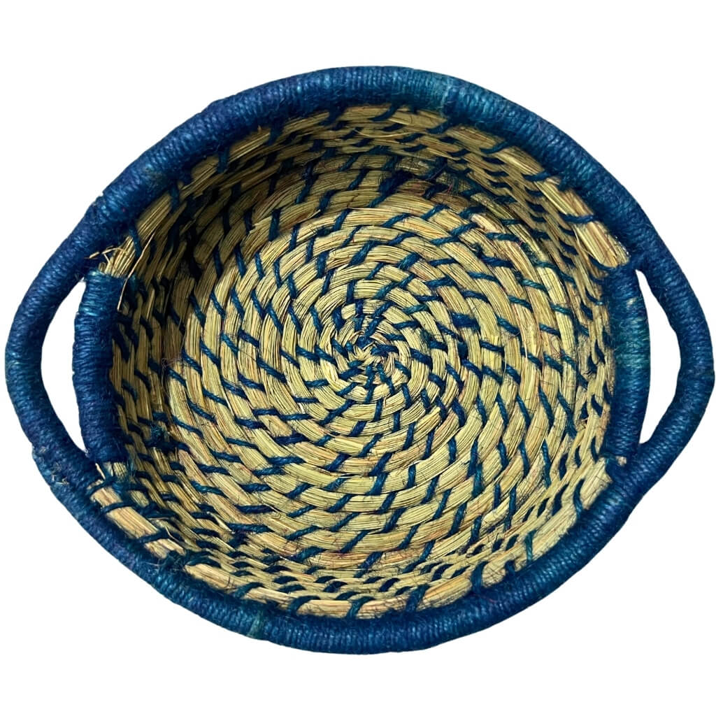 Sabai Grass | Bread Basket (Round with Handle) - Blue - Taalapatra Vibes