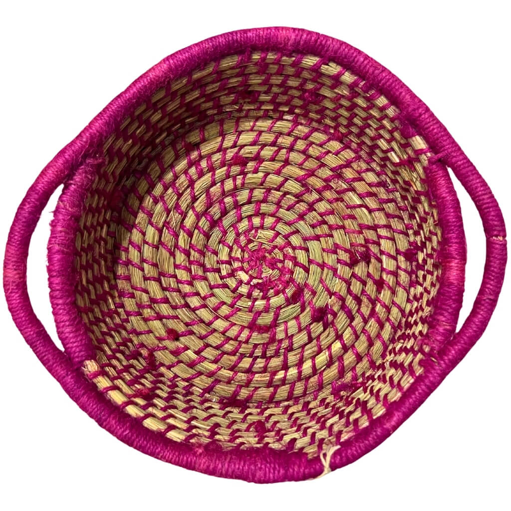 Sabai Grass | Bread Basket (Round with Handle) - Magenta Purple - Taalapatra Vibes