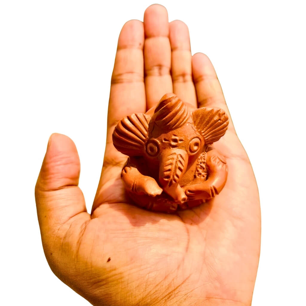 Handcrafted Terracotta | Lord Ganesha Miniature Idol (Variant 1) - Taalapatra Vibes