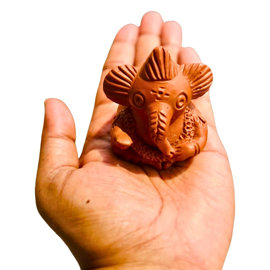 Handcrafted Terracotta | Lord Ganesha Miniature Idol (Variant 2) - Taalapatra Vibes