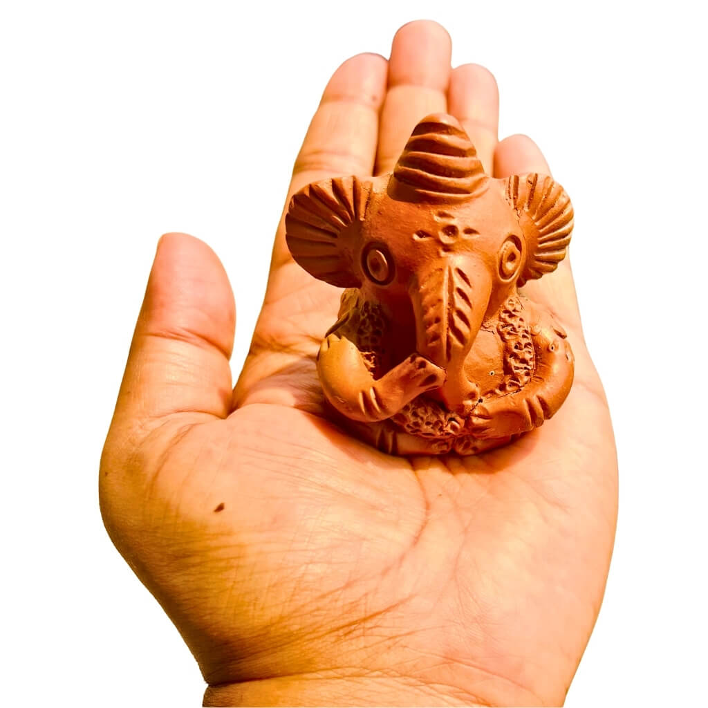 Handcrafted Terracotta | Lord Ganesha Miniature Idol (Variant 3) - Taalapatra Vibes