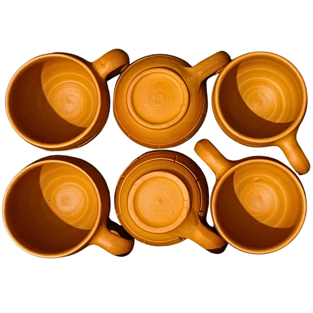 Handcrafted Terracotta | Tea Cup Set of 6 (Design 1) - Taalapatra
