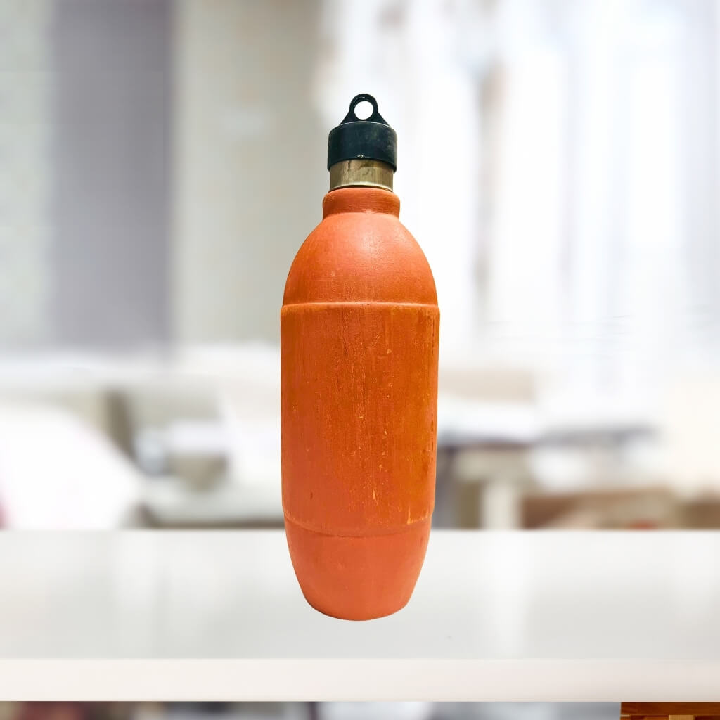 Handcrafted Terracotta | Earthen Water Bottle (Design 2) - Taalapatra Vibes
