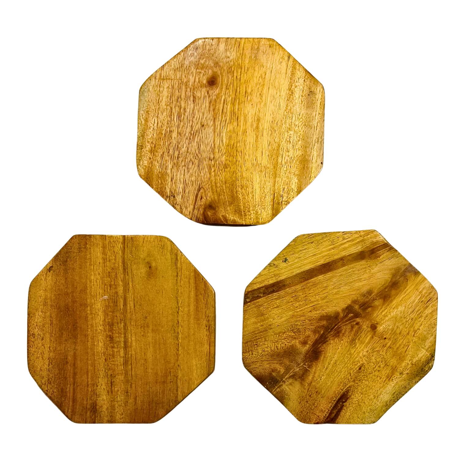 Fabric Coated Wooden Coaster | Pattachitra Art on Villagers Under a Tree - Octagonal (set of 3) - Taalapatra Vibes