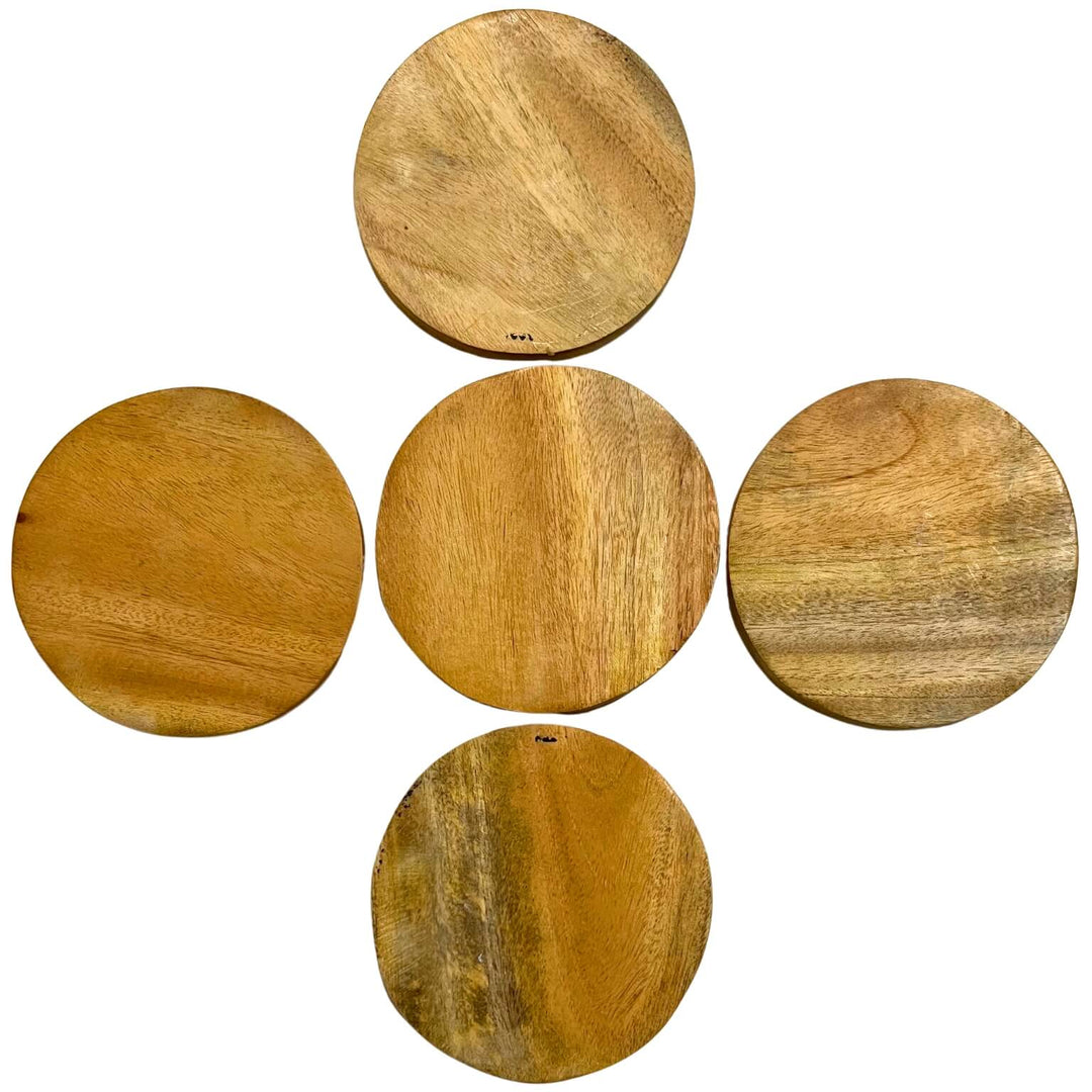 Palm Leaf Coated Wooden Coaster | Pattachitra Art (Villagers Theme) - Set of 5 - Taalapatra