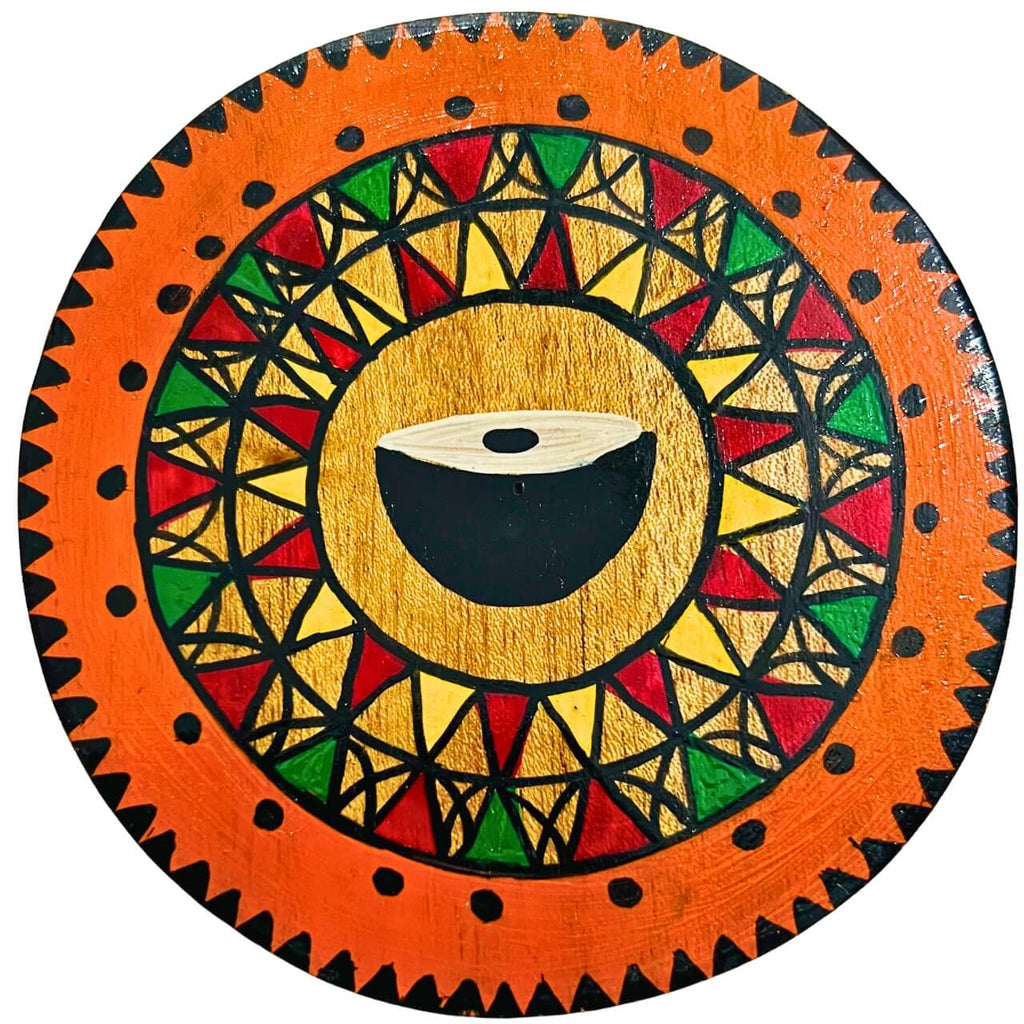 Hand Painted Round Wooden Coaster | Tabla Centric (Set of 2)
