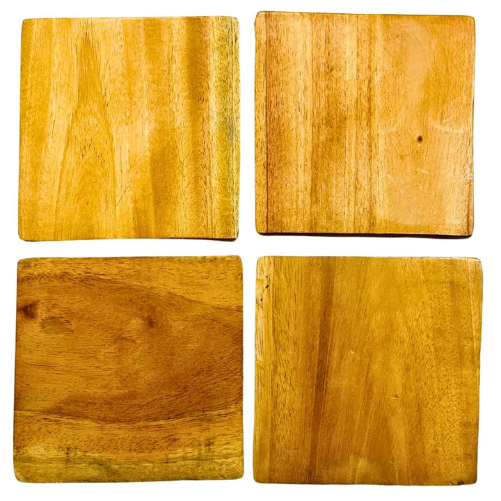 Hand Painted Square Wooden Coaster | Tribal Theme (Set of 4) - Taalapatra