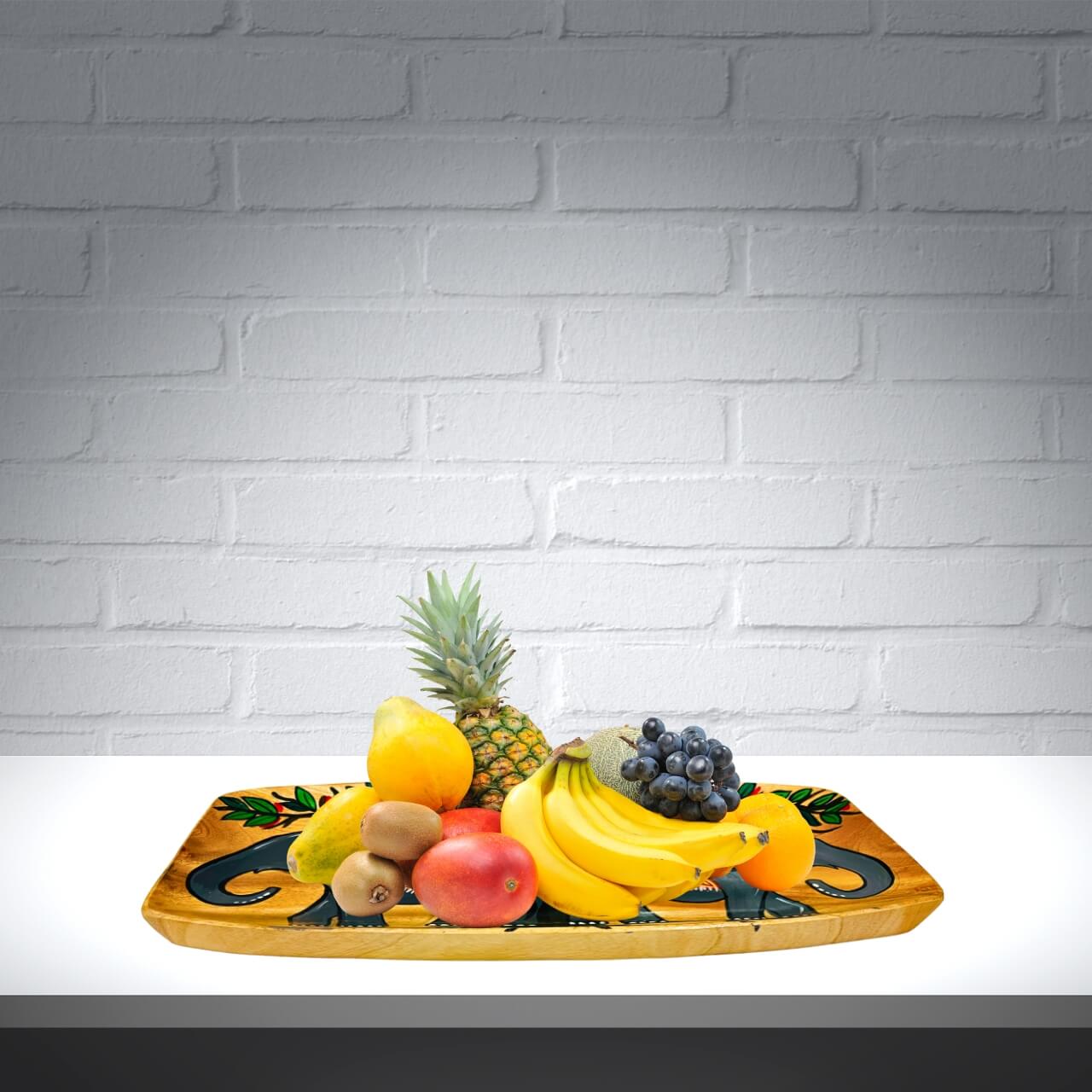 Hand Painted Decorative Wooden Tray | Two Elephants - Taalapatra Vibes