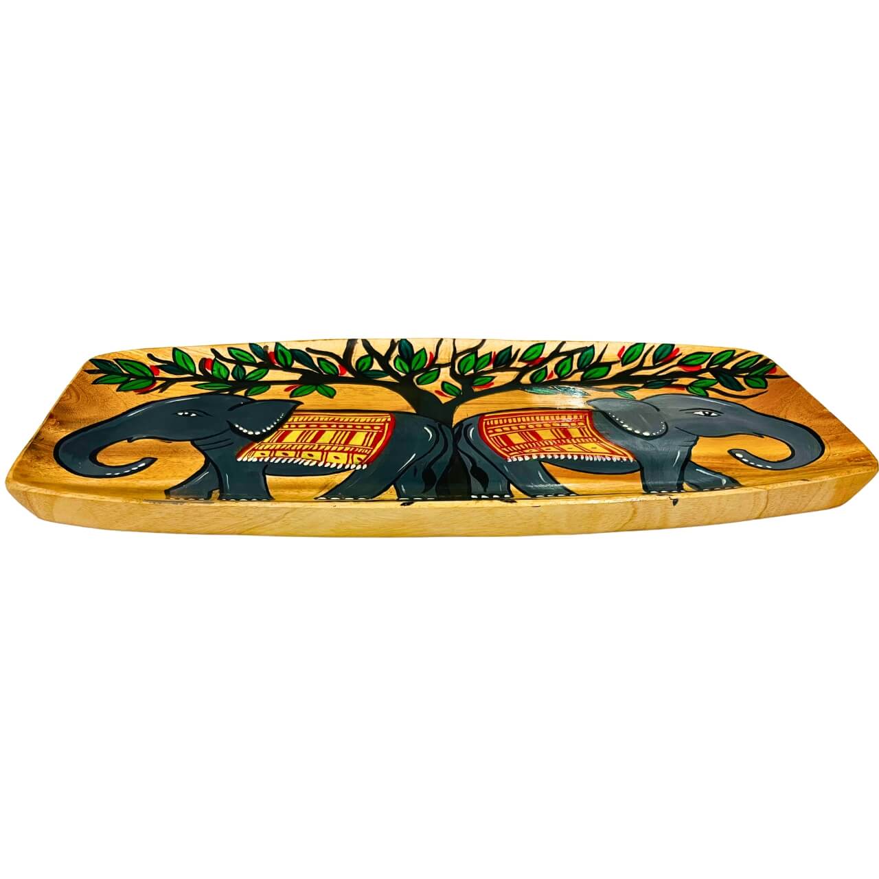 Hand Painted Decorative Wooden Tray | Two Elephants - Taalapatra Vibes