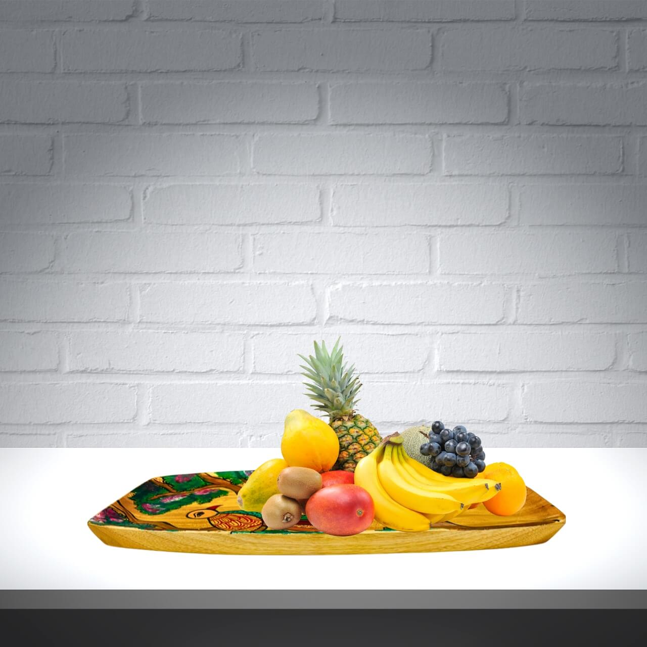 Hand Painted Decorative Wooden Tray | Two Birds - Taalapatra Vibes