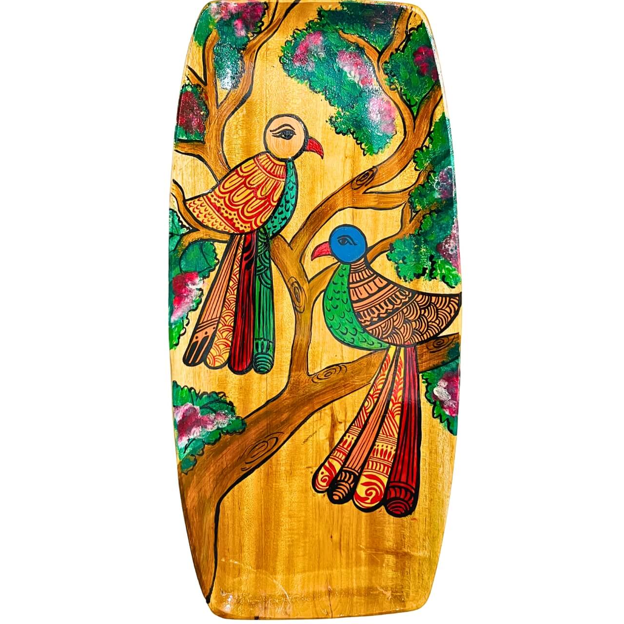 Hand Painted Decorative Wooden Tray | Two Birds - Taalapatra Vibes