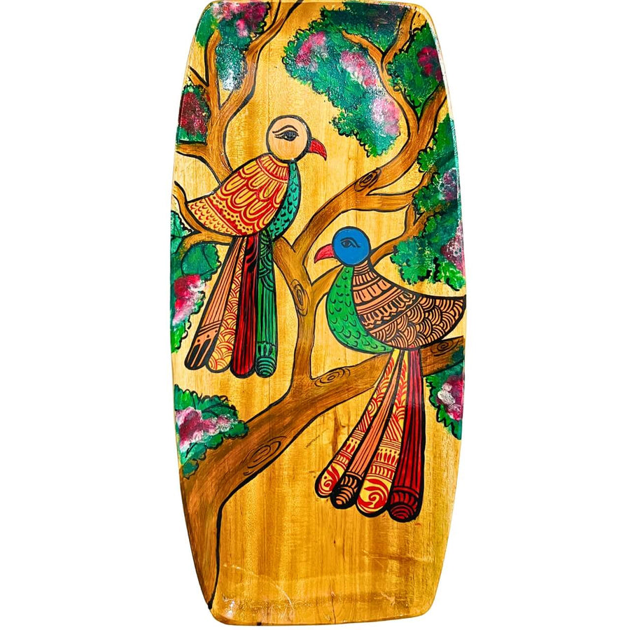 Hand Painted Decorative Wooden Tray | Two Birds - Taalapatra