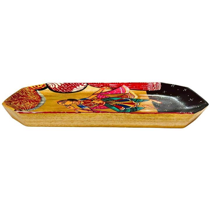 Hand Painted Decorative Wooden Tray | Dancing Woman - Taalapatra