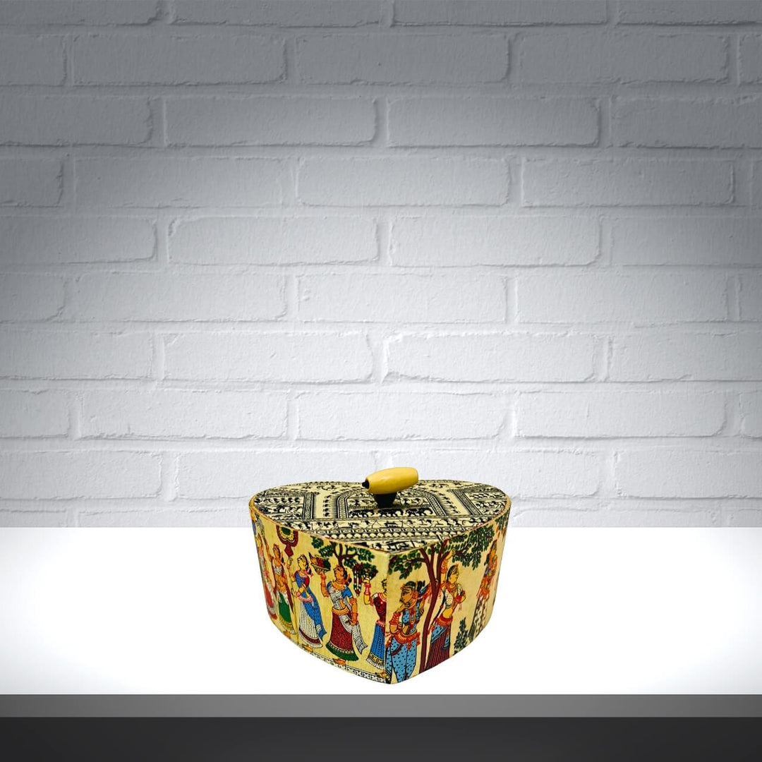 Fabric Coated Wooden Utility / Storage Box with Pattachitra Art | For That Love - Taalapatra