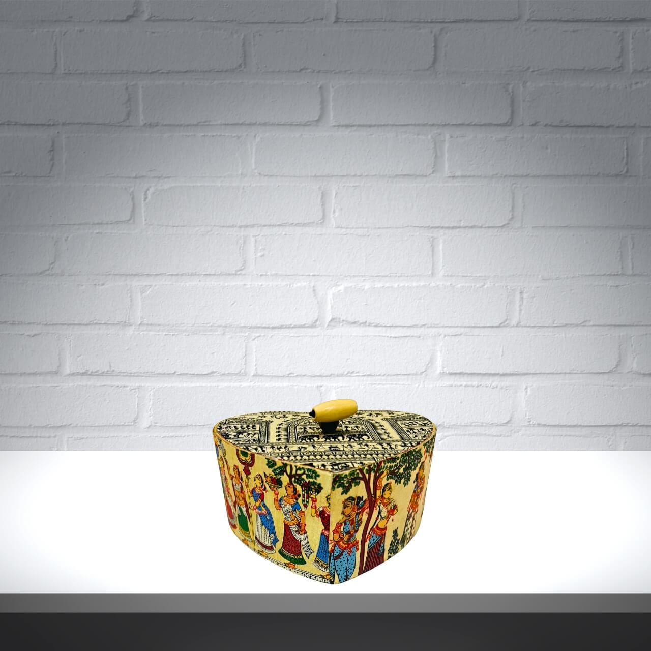 Fabric Coated Wooden Utility / Storage Box with Pattachitra Art | For That Love - Taalapatra Vibes