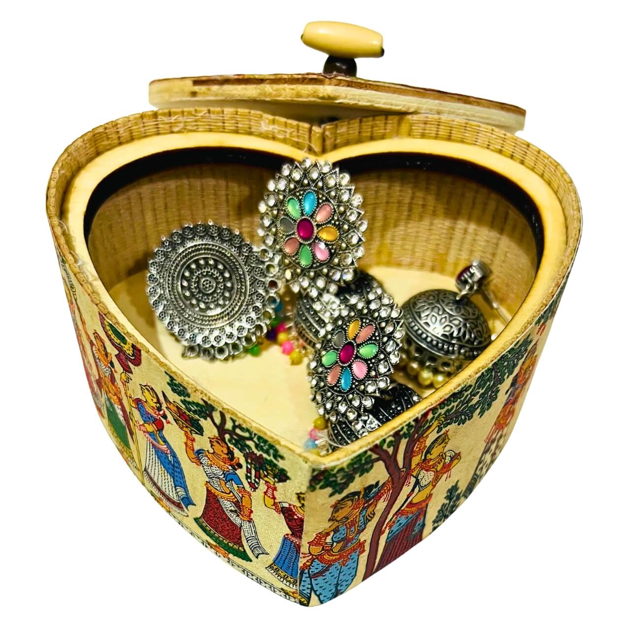 Fabric Coated Wooden Utility / Storage Box with Pattachitra Art | For That Love - Taalapatra Vibes