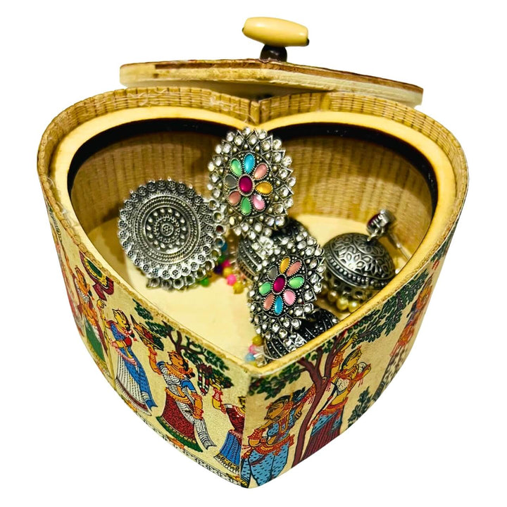 Fabric Coated Wooden Utility / Storage Box with Pattachitra Art | For That Love - Taalapatra