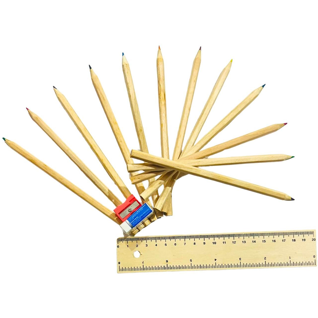 Wooden Pencil Box | Colour Pencils, Scale, Eraser & Sharpener - Taalapatra